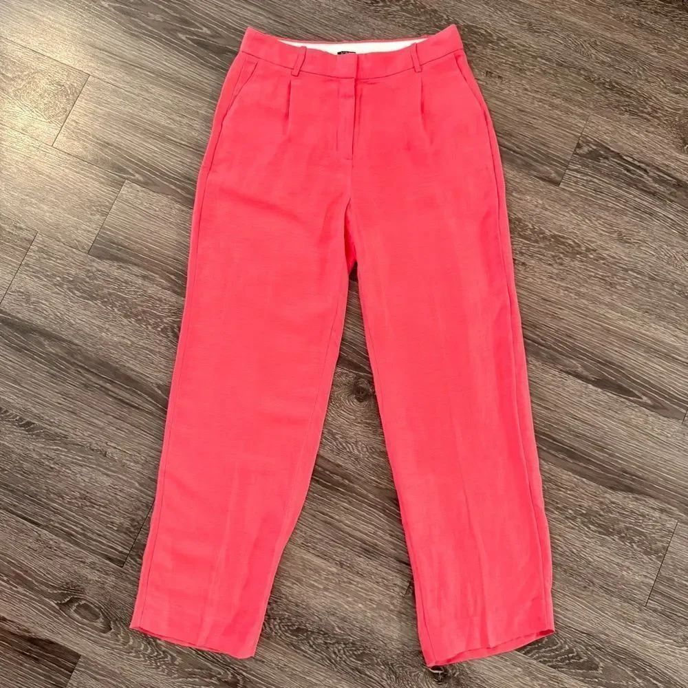 J. Crew Pleated linen-cupro blend trouser